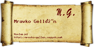 Mravko Gellén névjegykártya